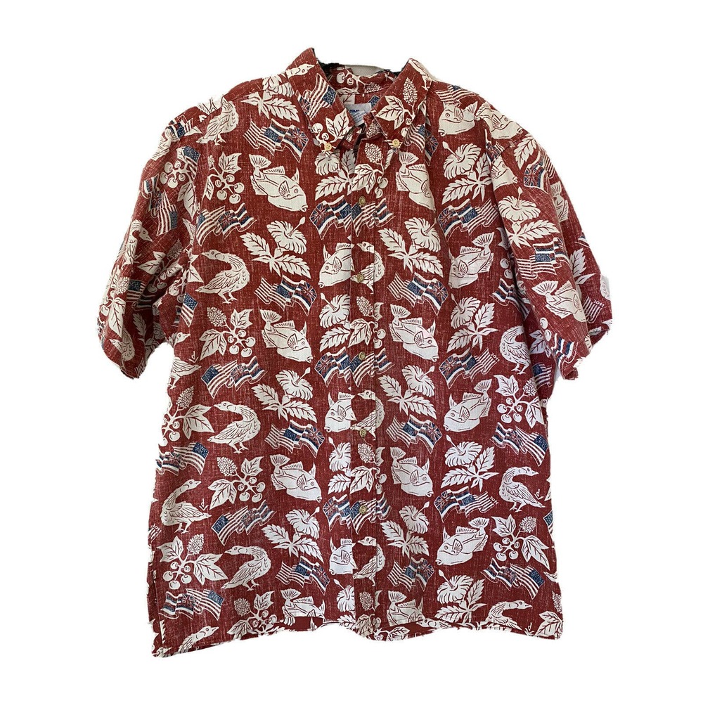 Reyn Spooner Shirt Button Down Short Sleeve 4th July Fish USA Flag 2011 …